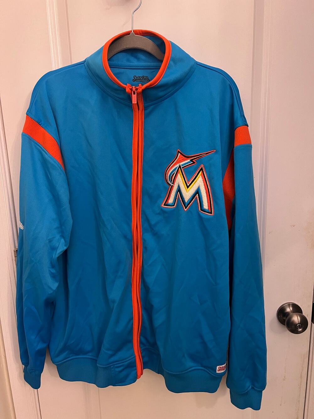 Miami Marlins Stitches Full Zip Track Jacket Blue Orange MLB Baseball Men's XL